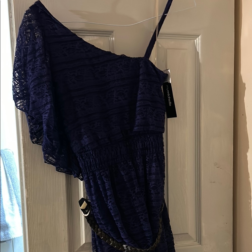 My Michelle Blue Asymmetrical Ruffled Sundress - Picture 3 of 4